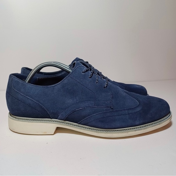Cole Haan Grand Os Mens Blue Suede Oxford Dress Shoes Size 11.5 M (C21112) - Picture 1 of 10